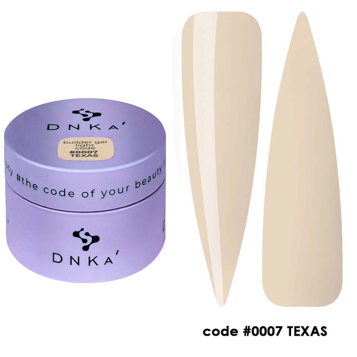 DNKa' Builder Gel Light #0007 Texas, 30 ml – pot avec nuanciers sur capsules