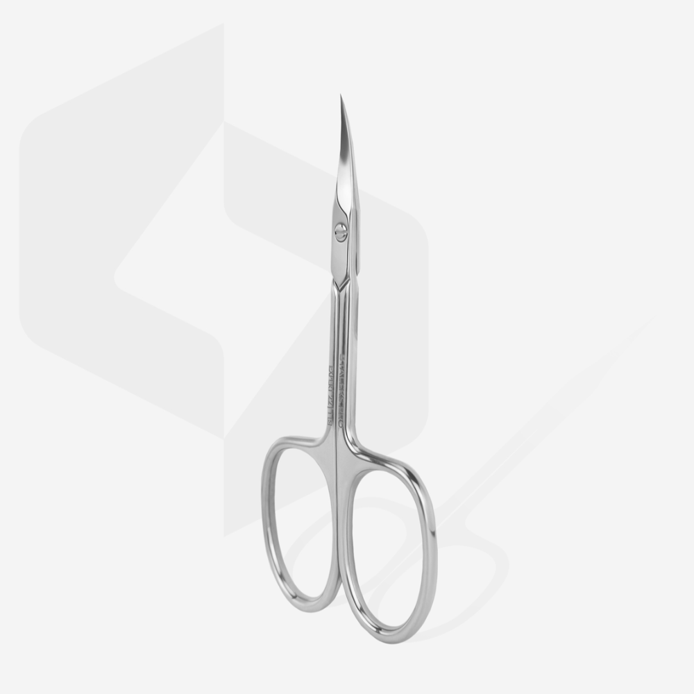 Stainless steel manicure scissors with curved blades for nail and cuticle care
