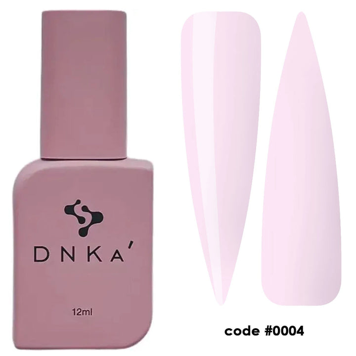 Light pink UV gel polish bottle with two nail swatch samples, code 0004.