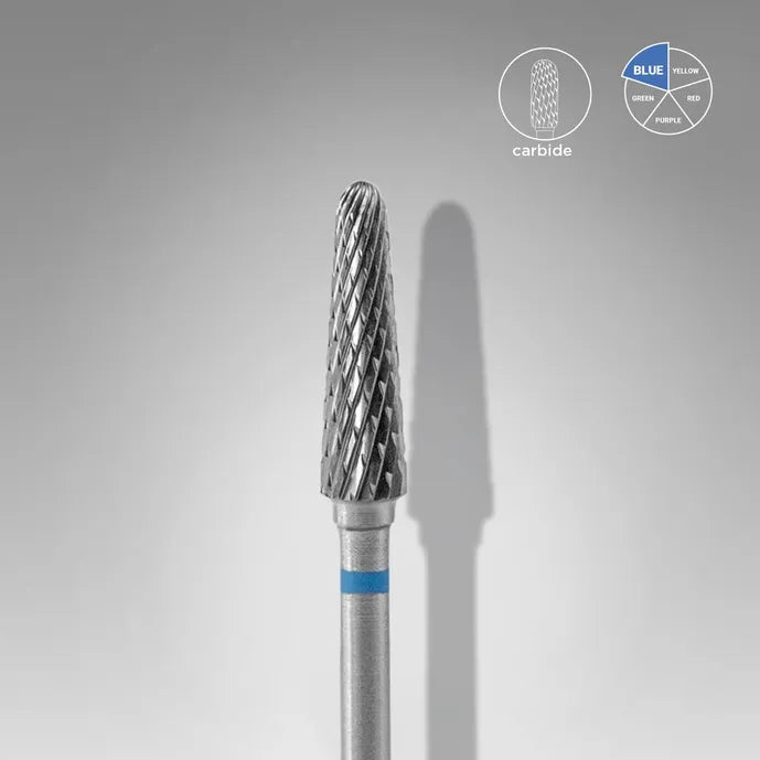 Carbide nail drill bit with blue band for professional manicure and pedicure