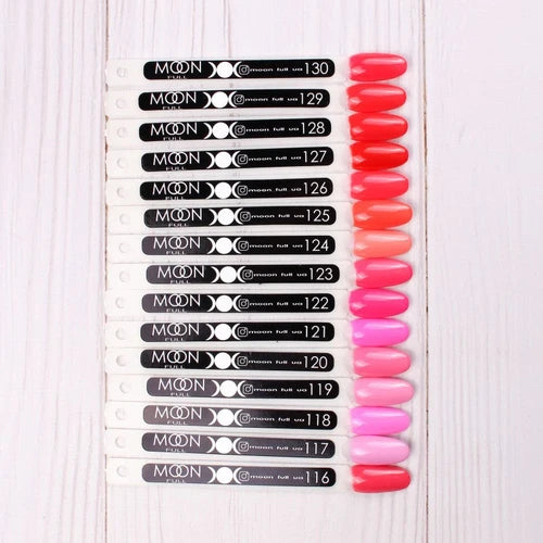 Set of Moon polish nail samples on a white background