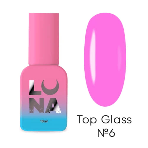 LUNA Glossy No-Wipe Gel Polish Top Coat Top Glass No. 6, 13 ml