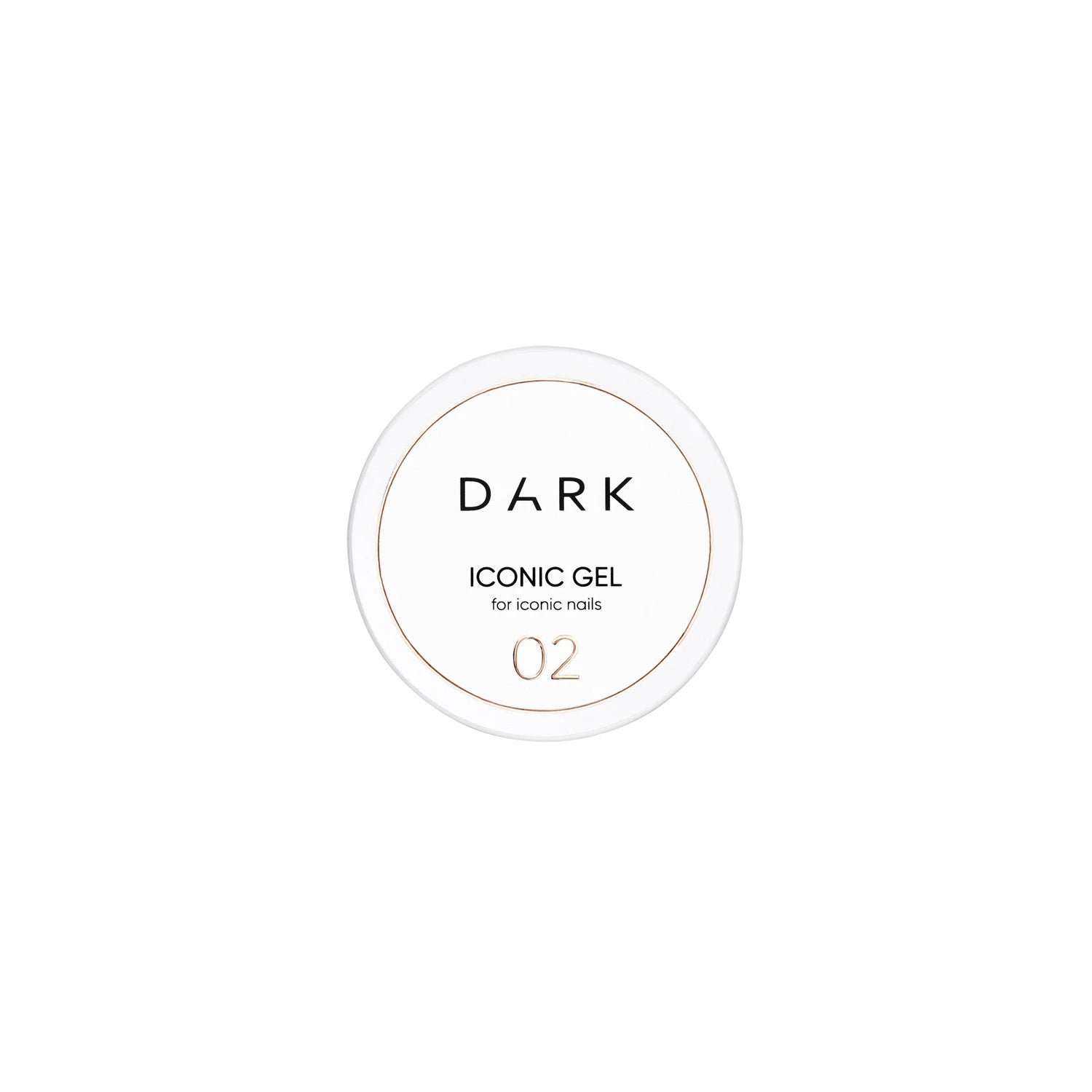 Dark Iconic Gel 02 nail gel polish container with white background