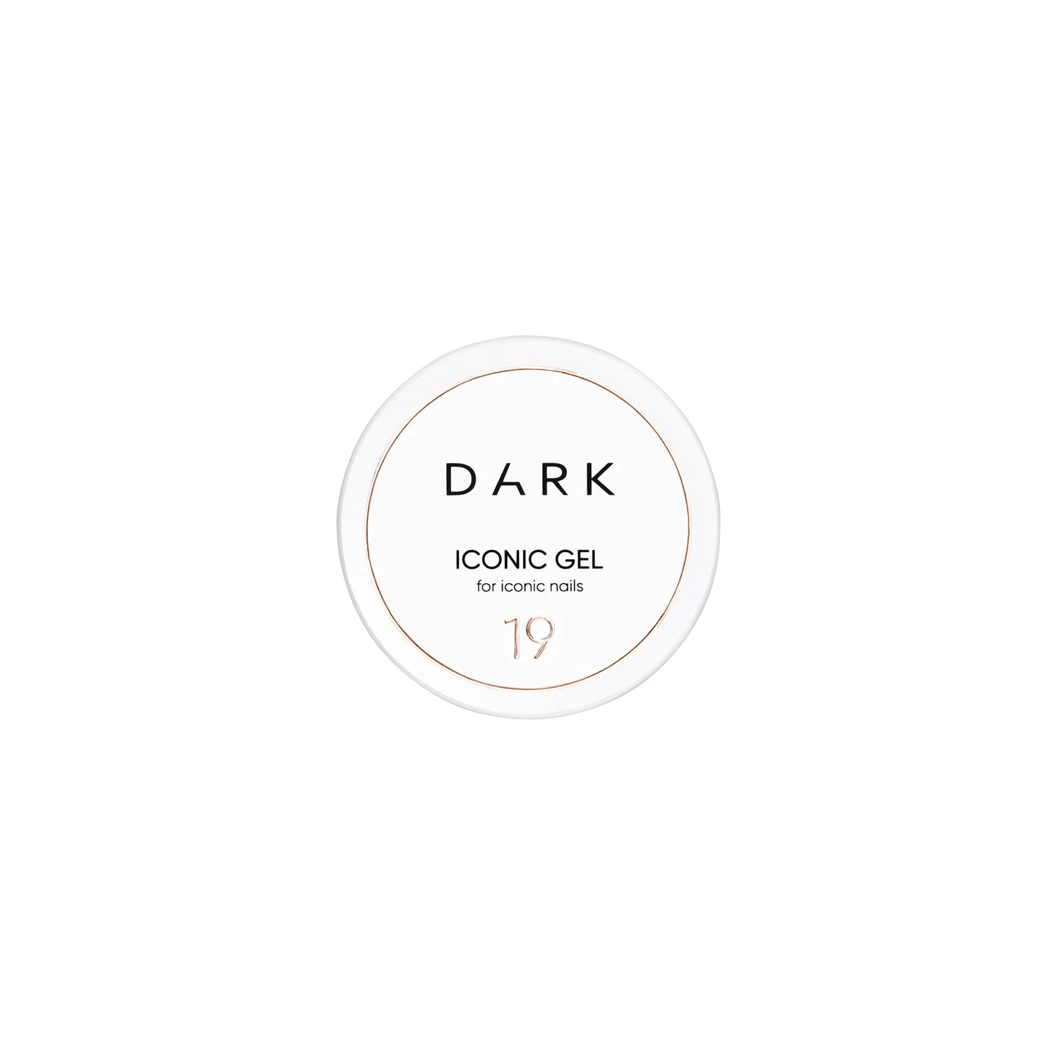 Dark Iconic Gel 19 nail gel container, professional manicure product on white background