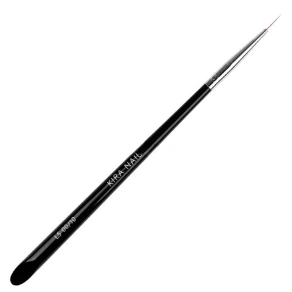 Thin nail art brush with long bristles and black handle for manicure design