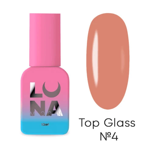 LUNA Glossy No-Wipe Gel Polish Top Coat Top Glass No. 4, 13 ml