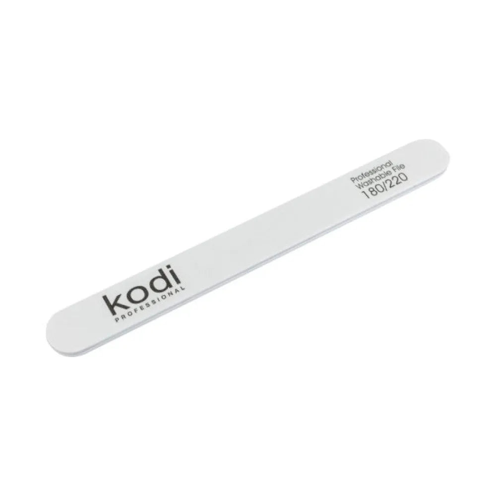 White straight nail file 180/220 grit for manicure and pedicure, labeled 'kodi professional'.