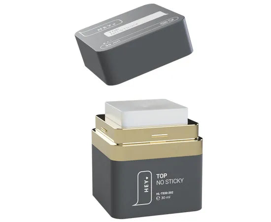 30ml no sticky top gel in a square black and gold container for professional nails