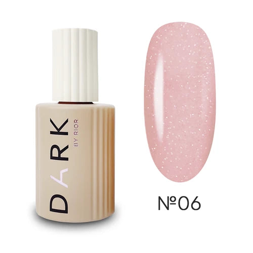 Pale pink glitter gel polish bottle with swatch labeled No 06, manicure product