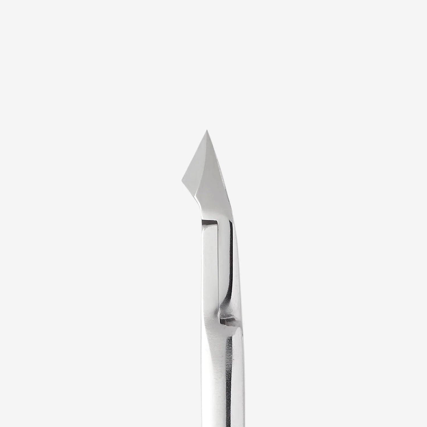 Stainless steel cuticle pusher with sharp angled tip for manicure and pedicure