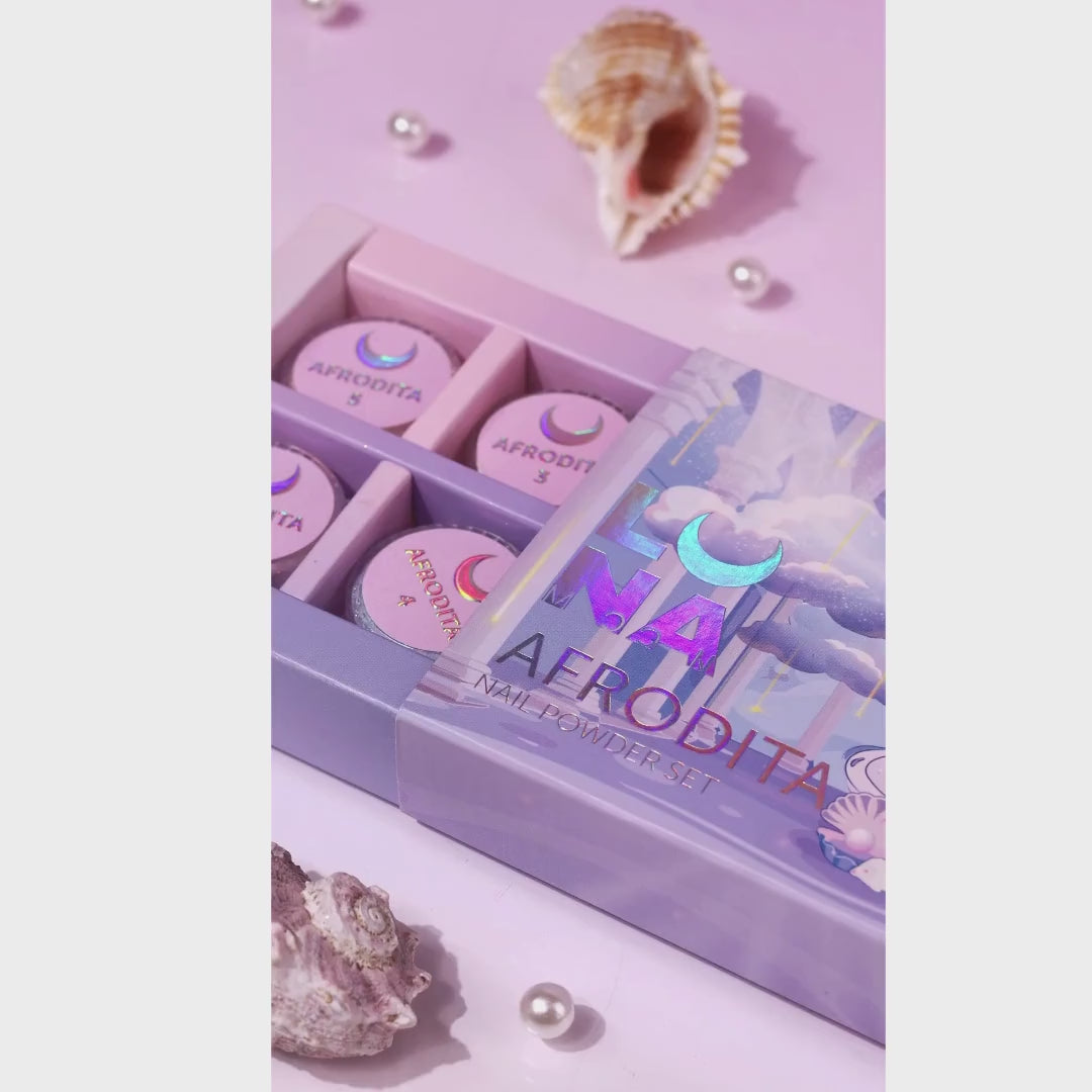 LUNAmoon Afrodita Nail Powder Set, 6 pigmentos