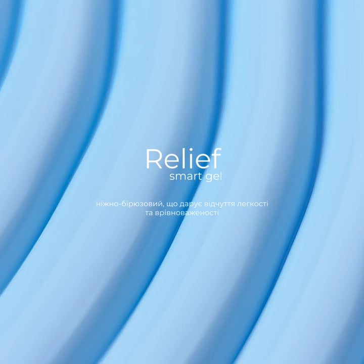Light blue Relief smart gel texture, manicure and nail product close-up