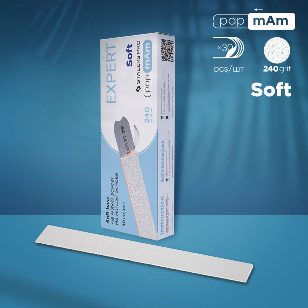 Soft 240 grit nail file with box, professional manicure accessory, 30 pieces, Staleks Pro