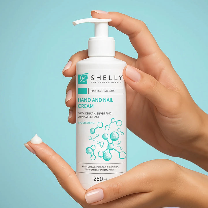 SHELLY Creme de mãos e unhas, 250 ml, com queratina, prata e extrato de arnica