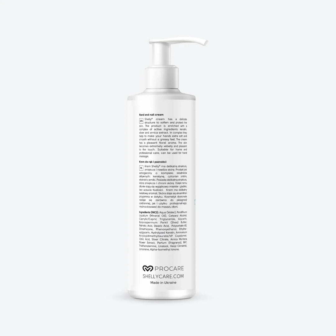 SHELLY Creme de mãos e unhas, 250 ml, com queratina, prata e extrato de arnica
