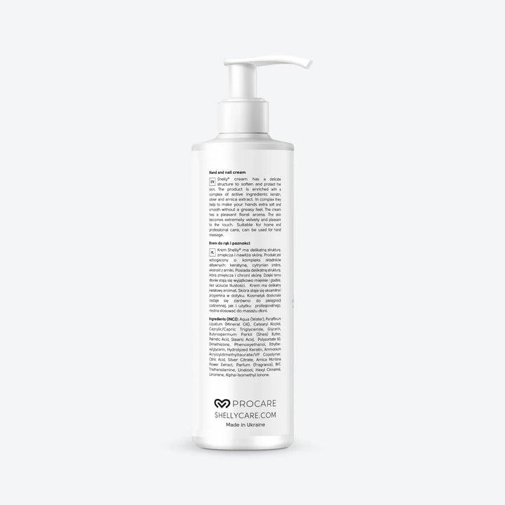 SHELLY Creme de mãos e unhas, 250 ml, com queratina, prata e extrato de arnica