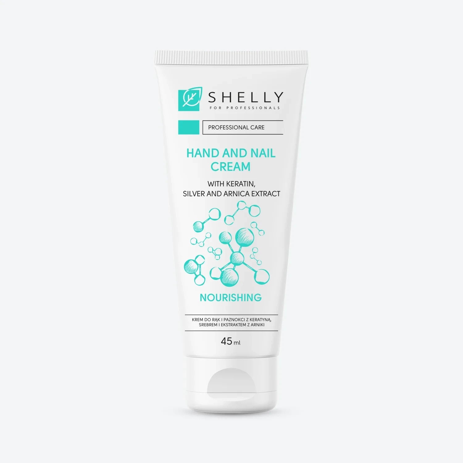 Hand and nail cream tube with keratin, silver, arnica extract, 45ml, professional care