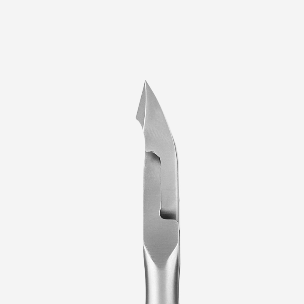 Stainless steel cuticle pusher manicure tool for nail care on white background