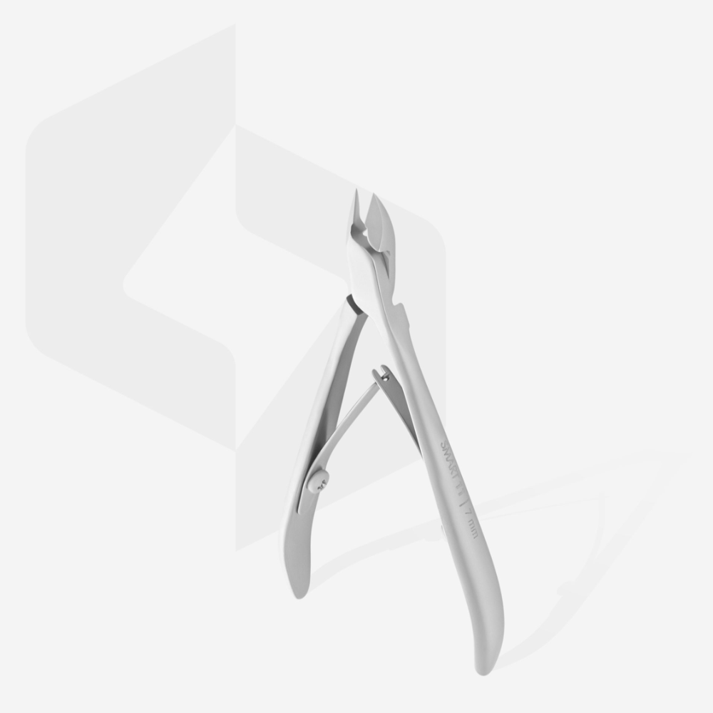 Stainless steel cuticle nipper for manicure and nail care on white background