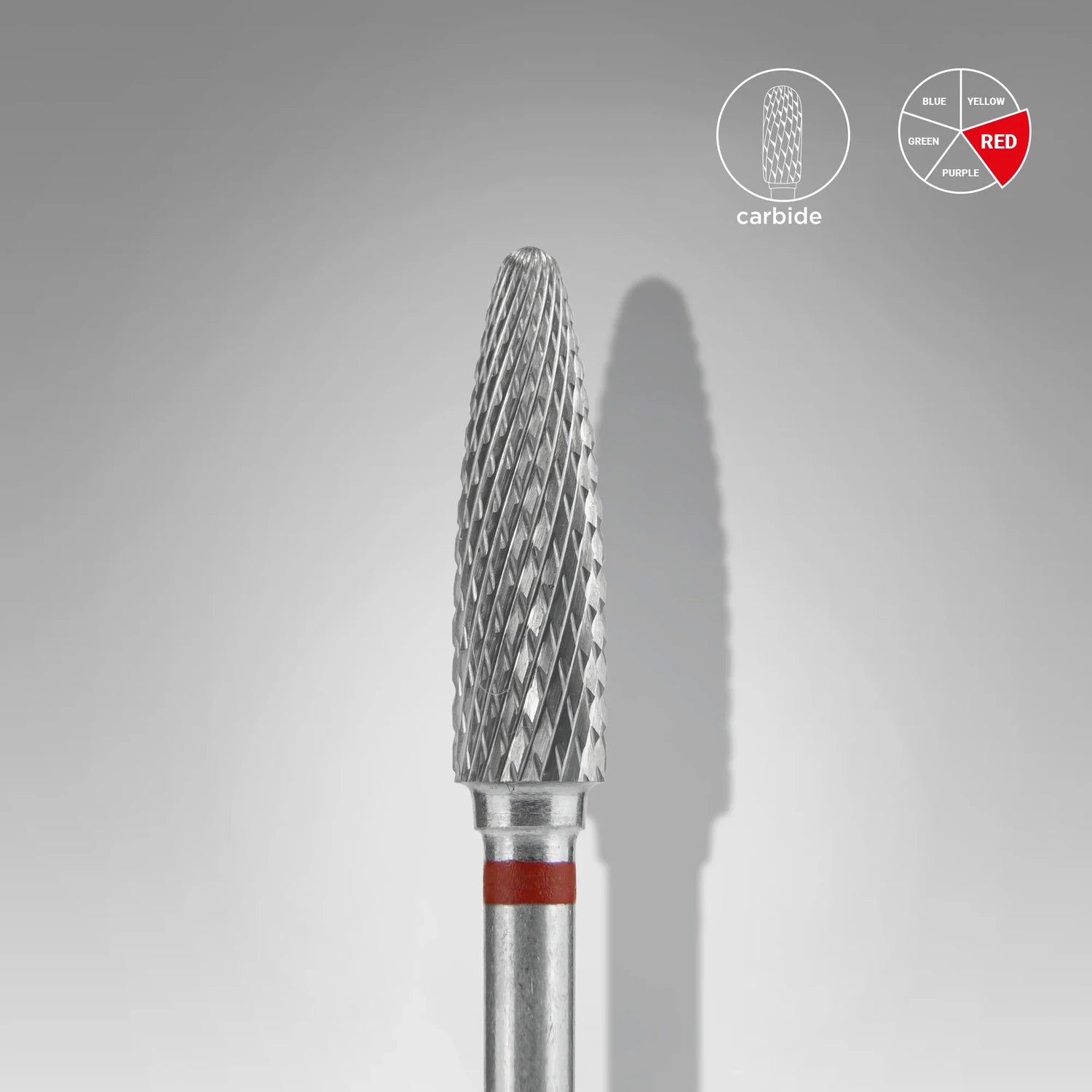 Carbide nail drill bit with red band for professional manicure, pedicure filing tool