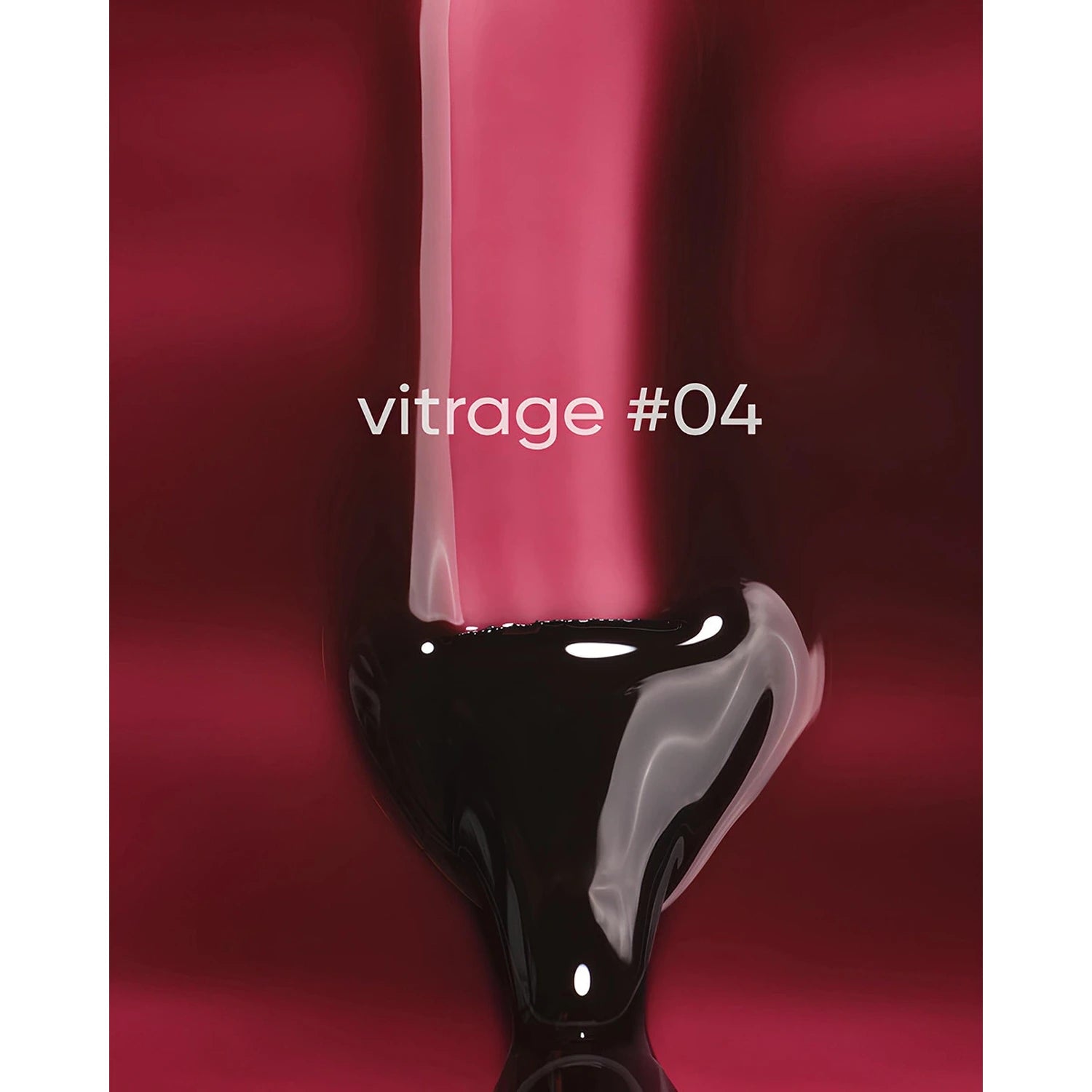 Vibrant burgundy UV gel nail polish swatch labeled vitrage #04, glossy finish